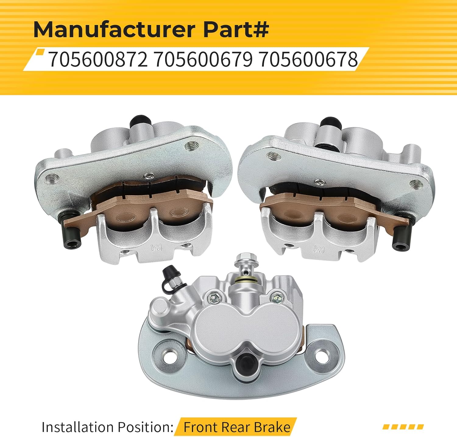 M MATI Front Right Left & Rear Brake Caliper for Can-Am Commander 1000 800R 800 1000R 2011-2020 Commander Max 1000 1000R 800R 2016-2018 705600679 705600678 705600872
