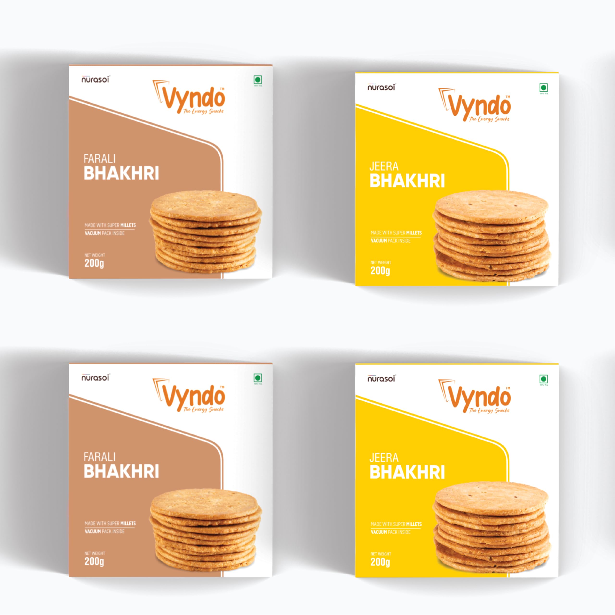 Vyndo Farali Bhakhri Combo - 200 gm each (Farali Bhakhri Pack 2 + Jeera Bhakhri Pack 2), Millet Snacks, Healthy Snacks, Gluten free, Fasting Snacks (B0CPYCKPWN) Amazon Price History, Amazon Price Tracker