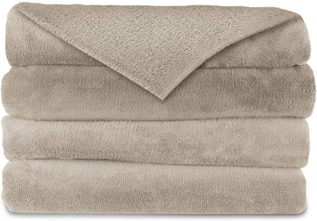 Sunbeam Velvet Plush Heated Throw Beige Cream