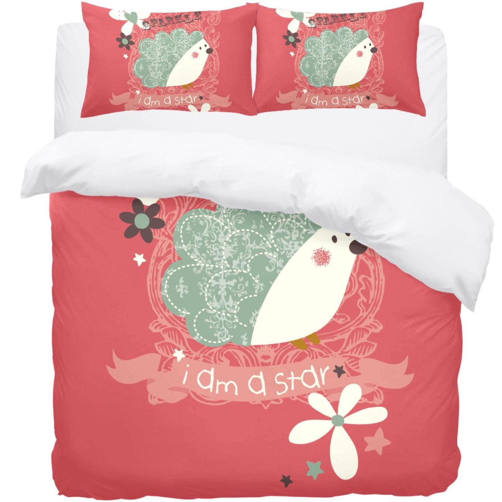 Parure de lit thermique hérisson avec housse de couette et 2 taies d'oreiller pour hiver