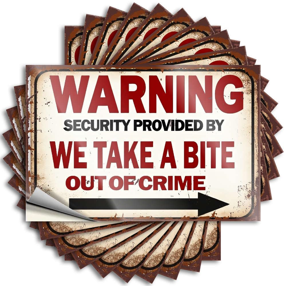 Warning Security Provided By We Take A Bite Out of Crime Decals Teenage Room Decor | Small Wall Removable Decal Pack(12X18CM)