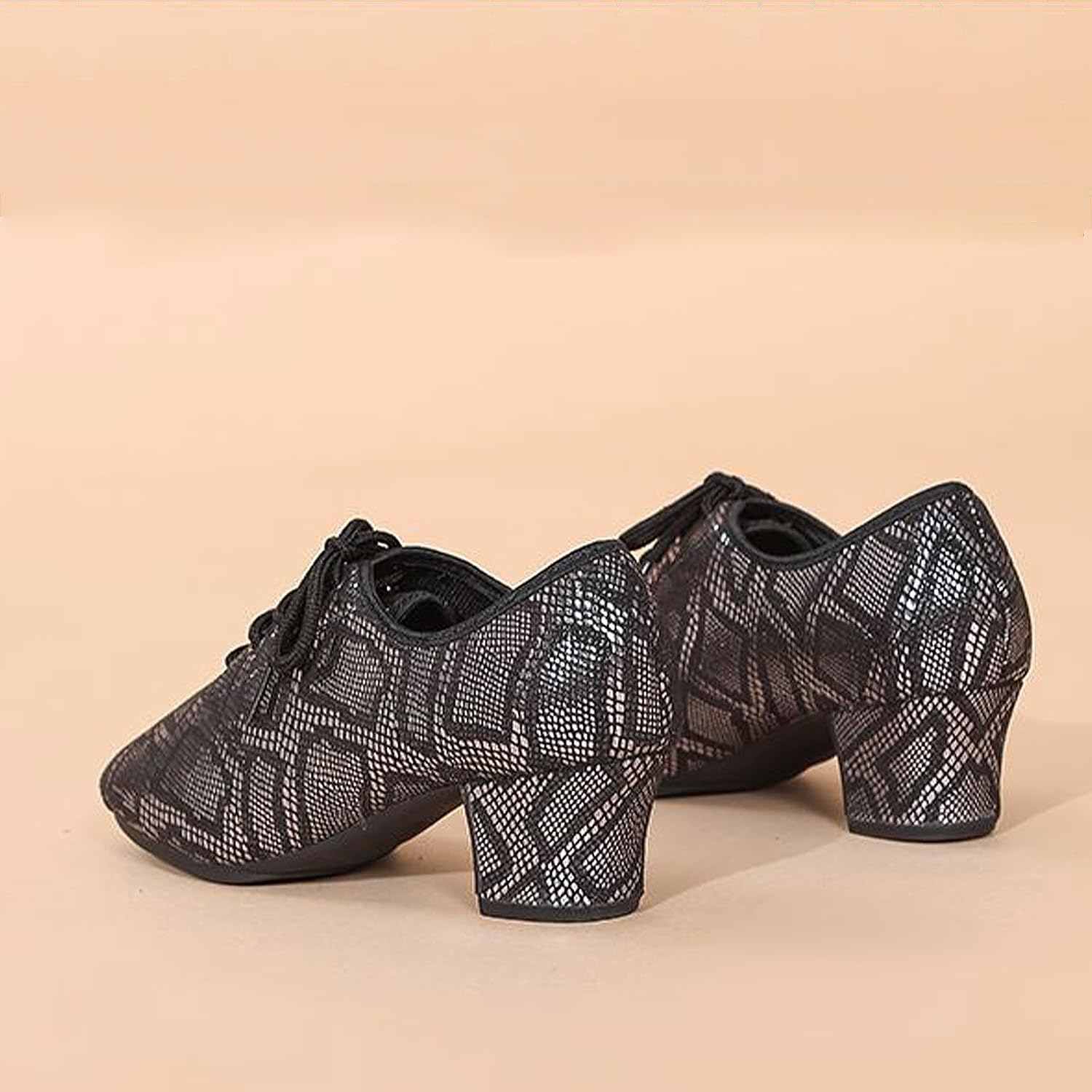 SWDZM Women's Ballroom Dance Shoes Closed Toe Lace-up Modern Rhythm Teaching Practice Dance Shoes - Image 3
