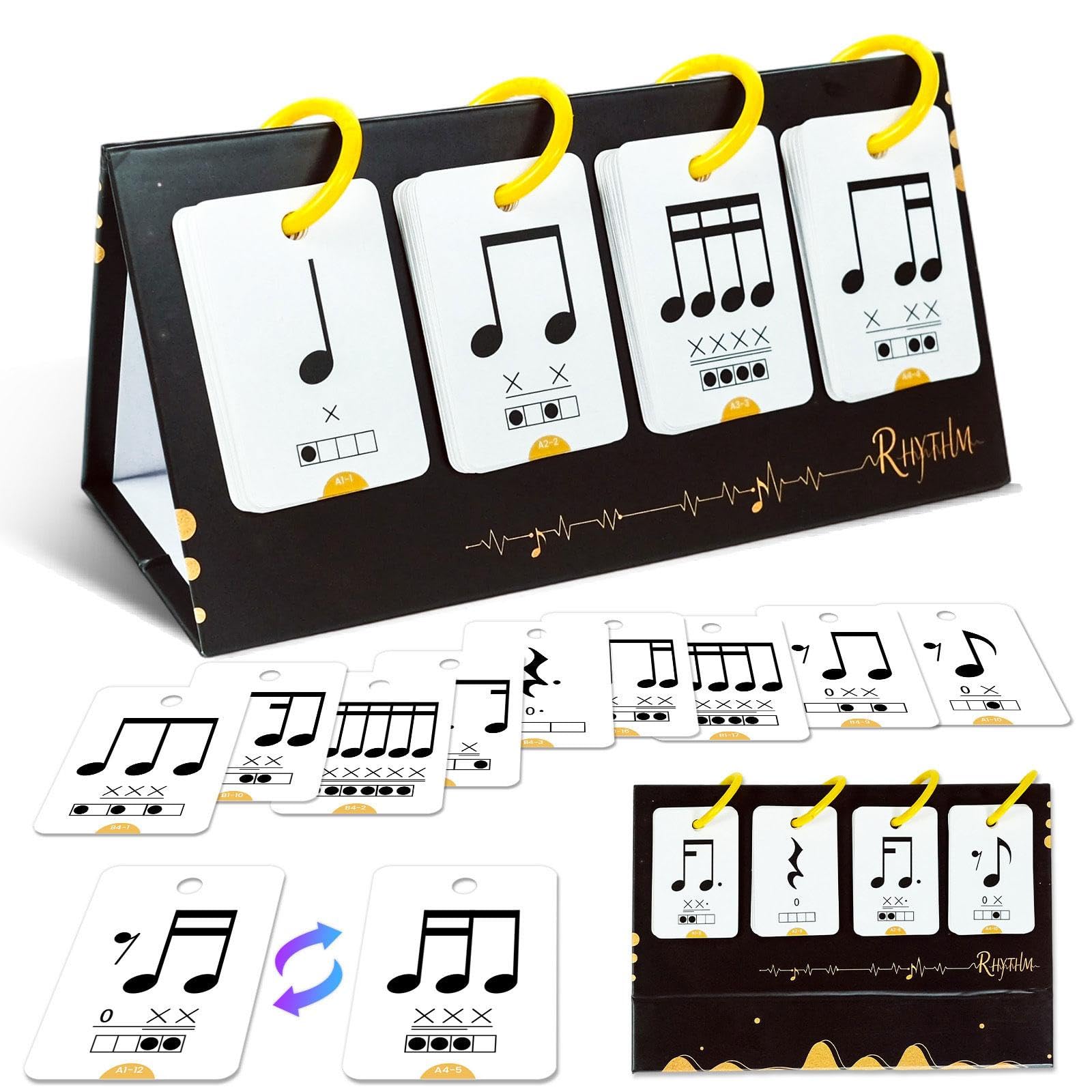 MagiDeal Fiches d'exercices rythmiques, cartes mémoire pour l'apprentissage du rythme musical, cartes d'entraînement aux notes de piano, outils