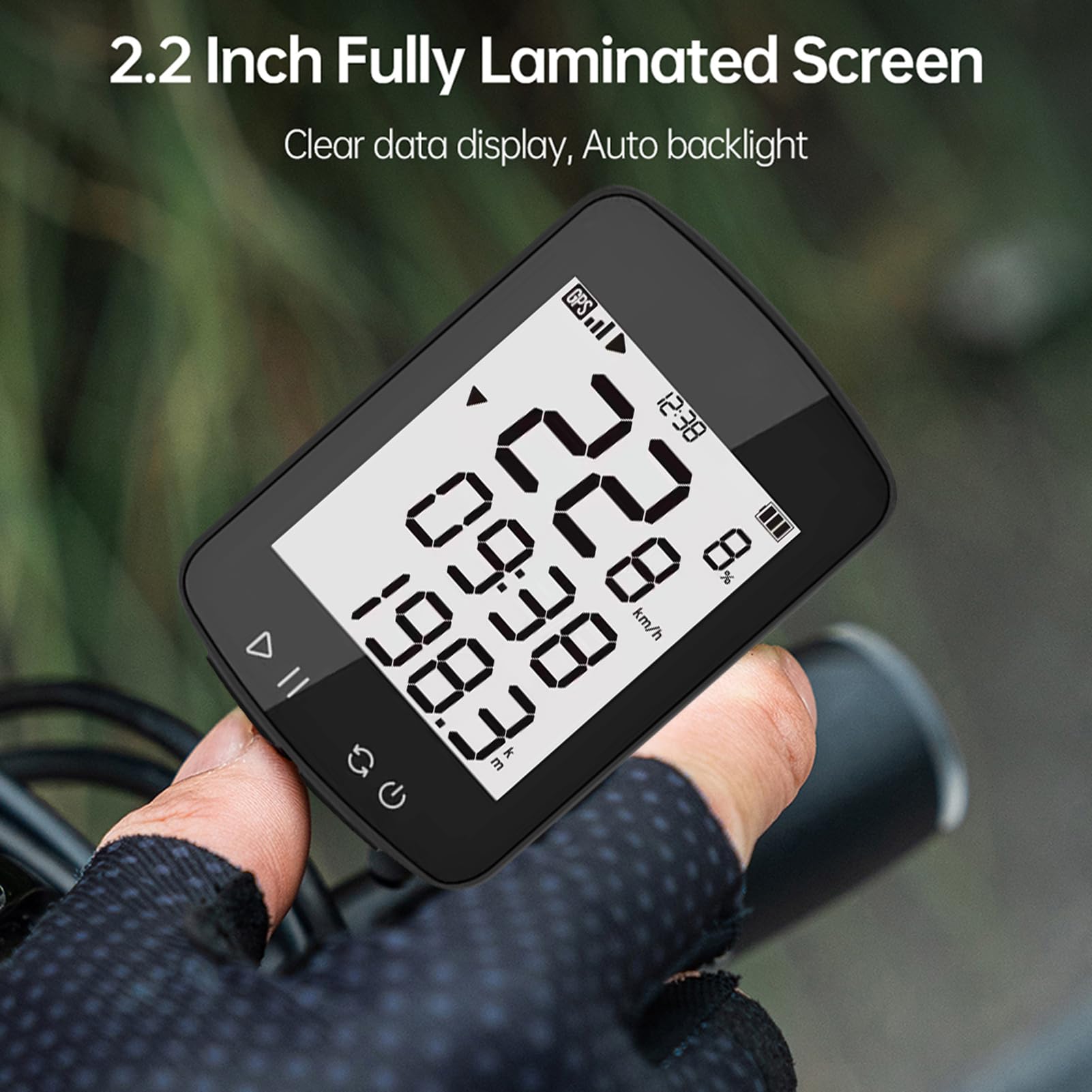 Ciclocomputer GPS wireless BuyWeek, impermeabile IPX7, contachilometri, trasmissione +, display LCD 2,2 pollici con retroilluminazione automatica, ricarica di tipo C