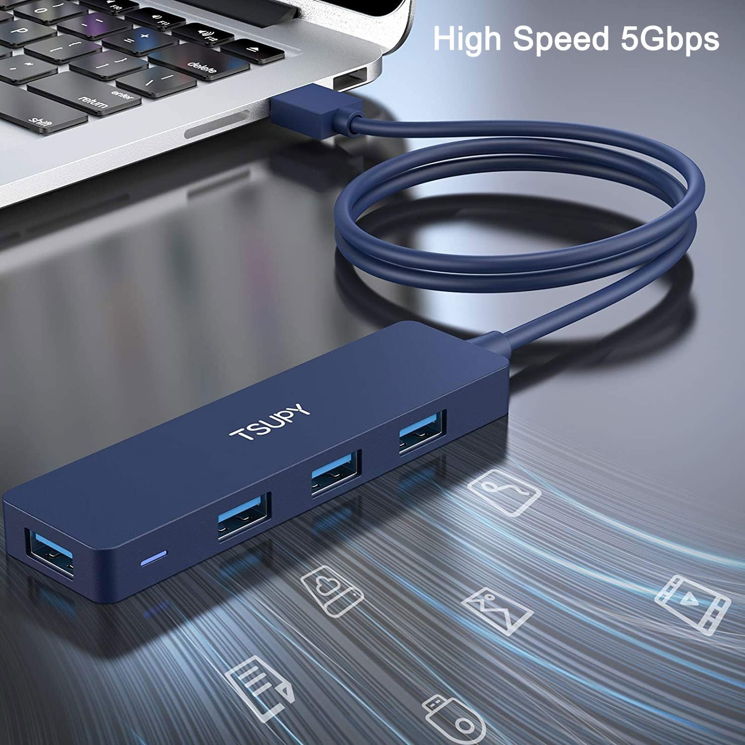 Buy USB 3.0 HUB,TSUPY USB HUB 4 Port USB 3.0 Expander USB Data Desktop