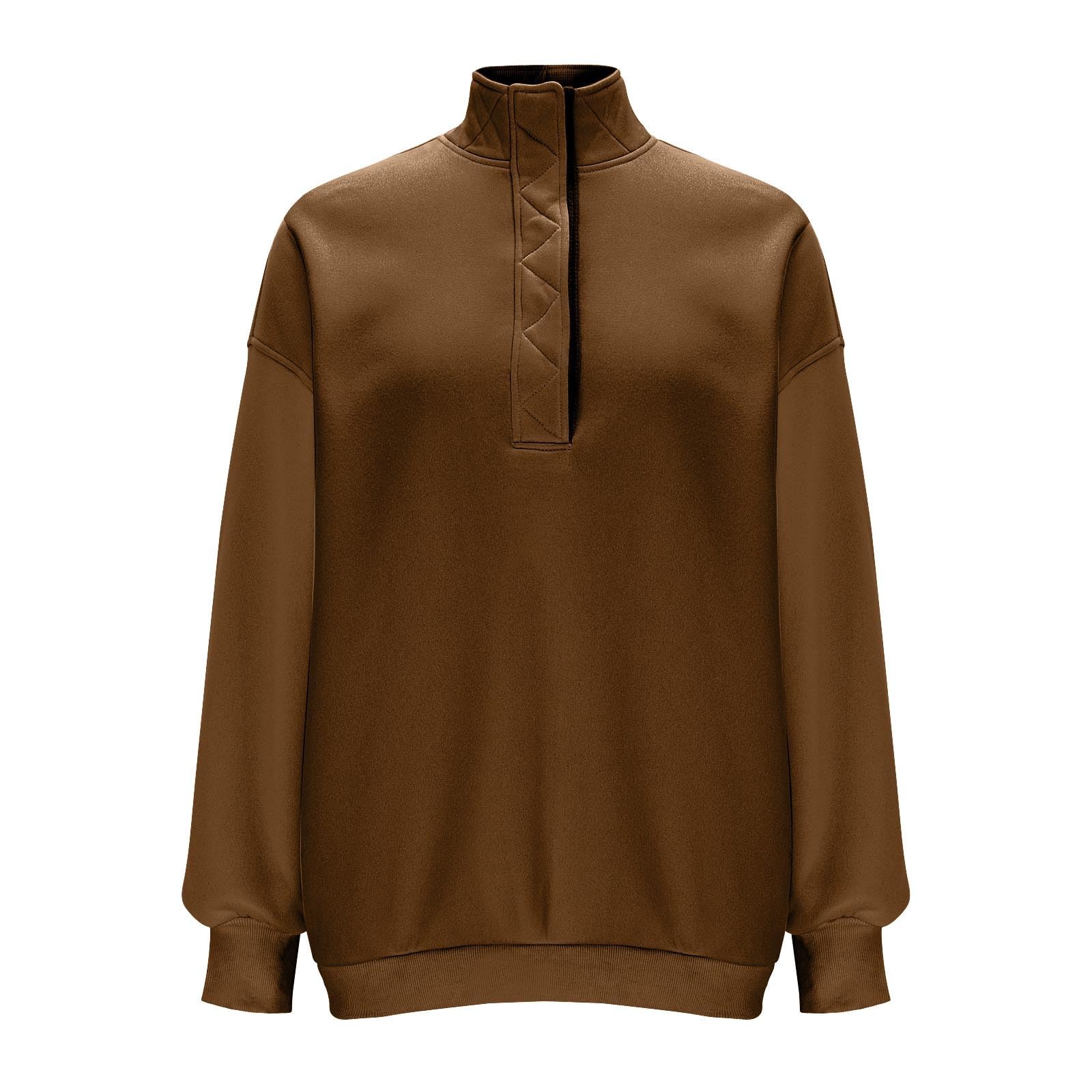 HAOLEI Sudaderas Mujer Sin Capucha Cuello V con Botones Casual Sudadera Otoño Invierno Jersey Manga Larga Holgados Sweatshirt de Canalé Talla Grande Básico Camiseta Color Sólido Moda Ropa Streetwear