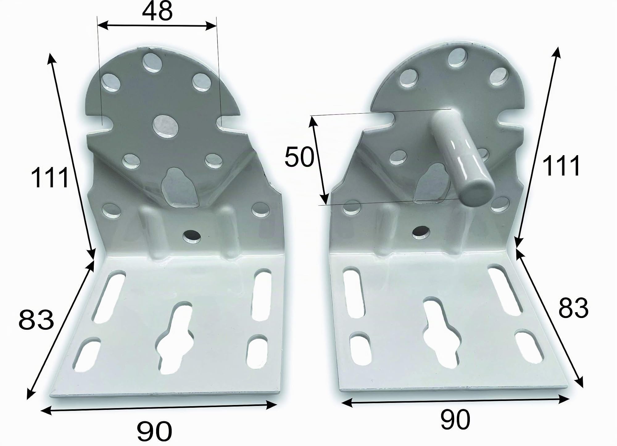 Teletoldo – Juego de 2 Soportes Universales para Toldo | Chapa de Acero Lacado en Blanco | Recambio Profesional para Fijación a Pared o Techo | Resistencia Exterior