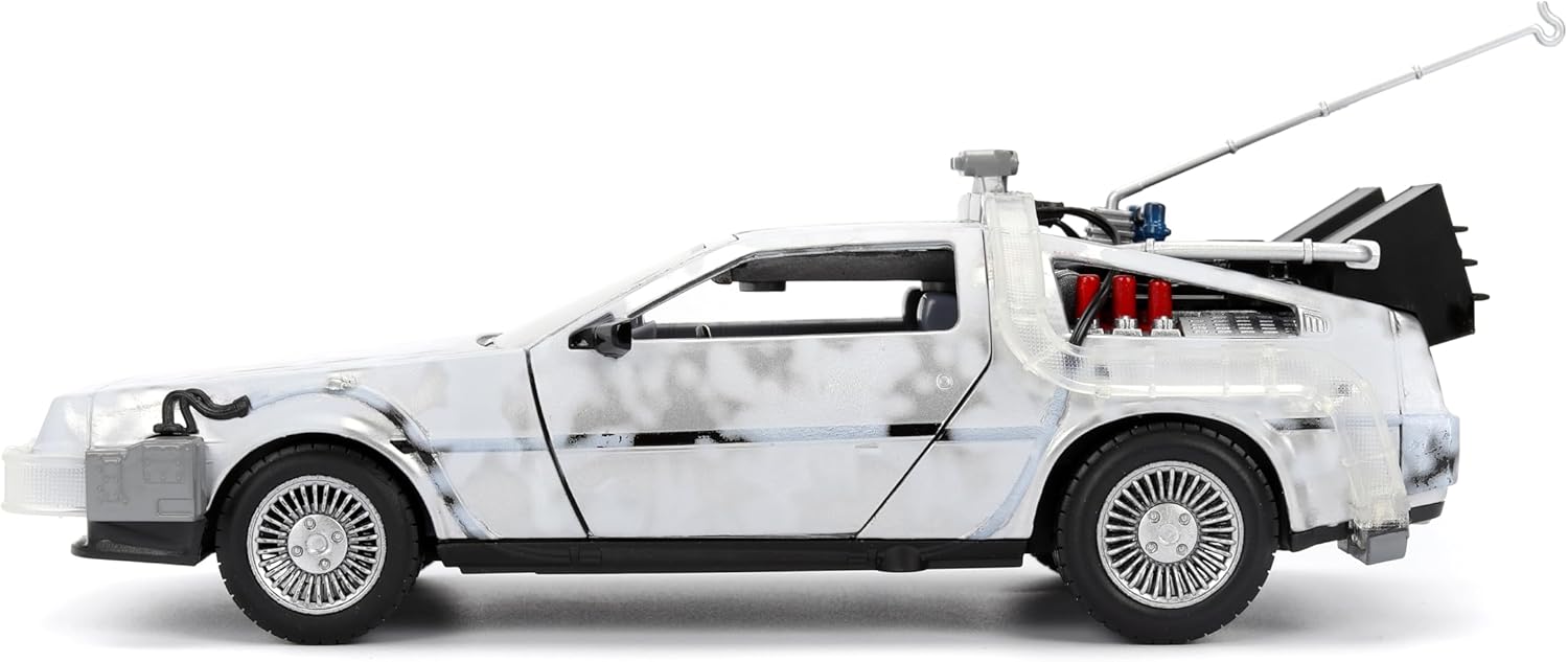 Jada Hollywood Rides – Back to the Future Time Machine (Frost Version) – 1:24 Scale – Die-Cast Car – Opening Doors & Hood – Hobby Edition – Collectible – Ages 8+ – Silver/White