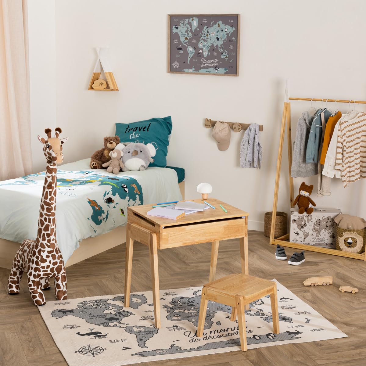 JJA Peluche Girafe Polyester Sable 23X40X100CM Marron