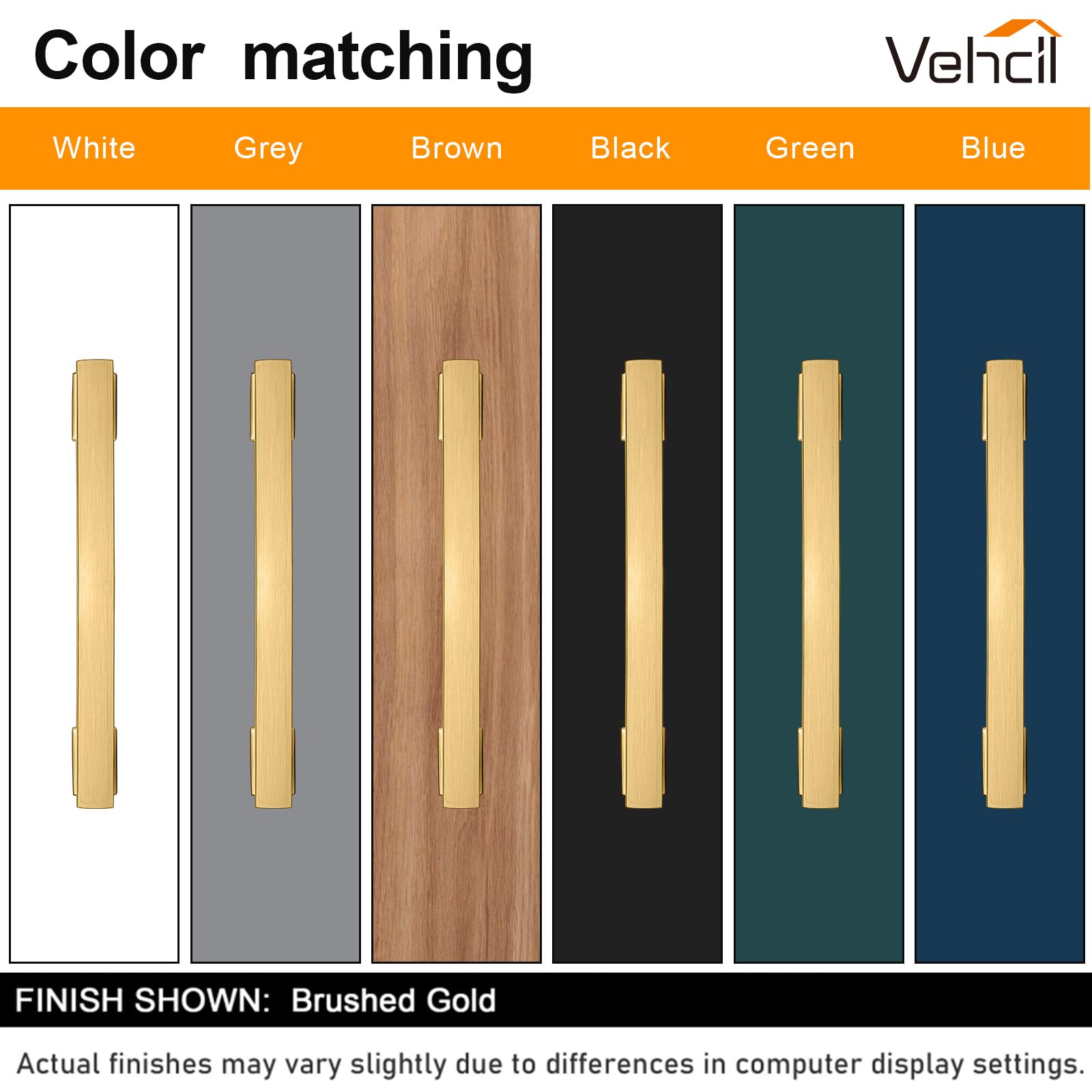 VEHCIL 20 Pack Square Brushed Gold Cabinet Pulls, 5 Inch(128mm) Hole Centers Gold Cabinet Handles Hardware for Kitchen Cupboard Closet Bathroom Dresser Drawer, Solid Zinc Alloy — Amazon image 9