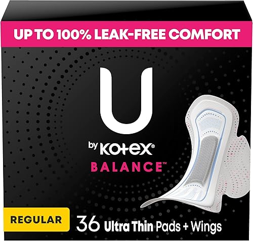 U by Kotex Balanceo - Almohadillas ultrafinas con alas, absorción regular, 36 unidades (el embalaje puede variar)