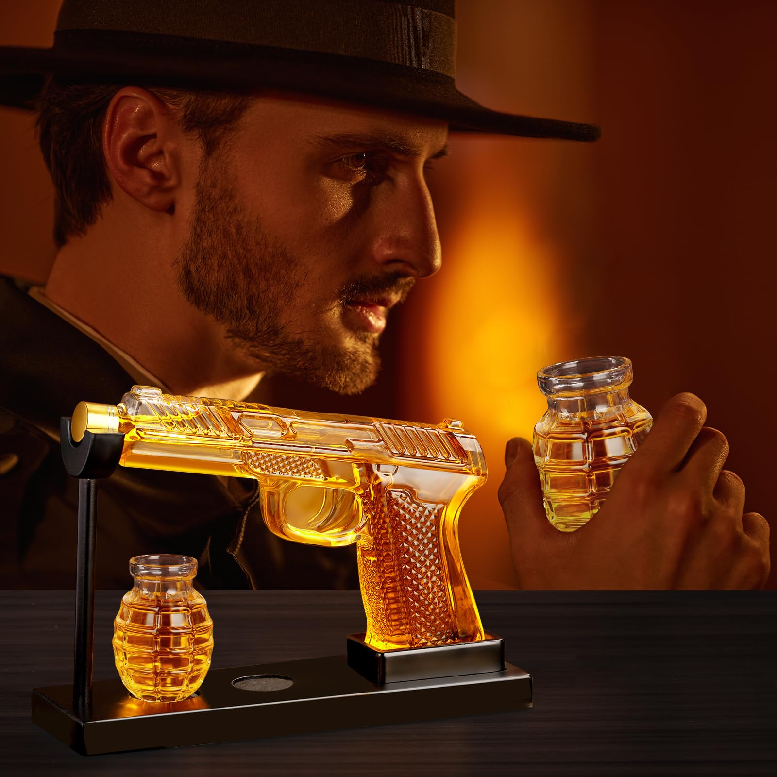Oaksea Carafe à whisky, carafe à décanter avec 2 verres à liqueur, cadeau de whisky pour homme, fête des pères, cadeau amusant pour homme, papa, petit ami, mari, cadeau d'anniversaire
