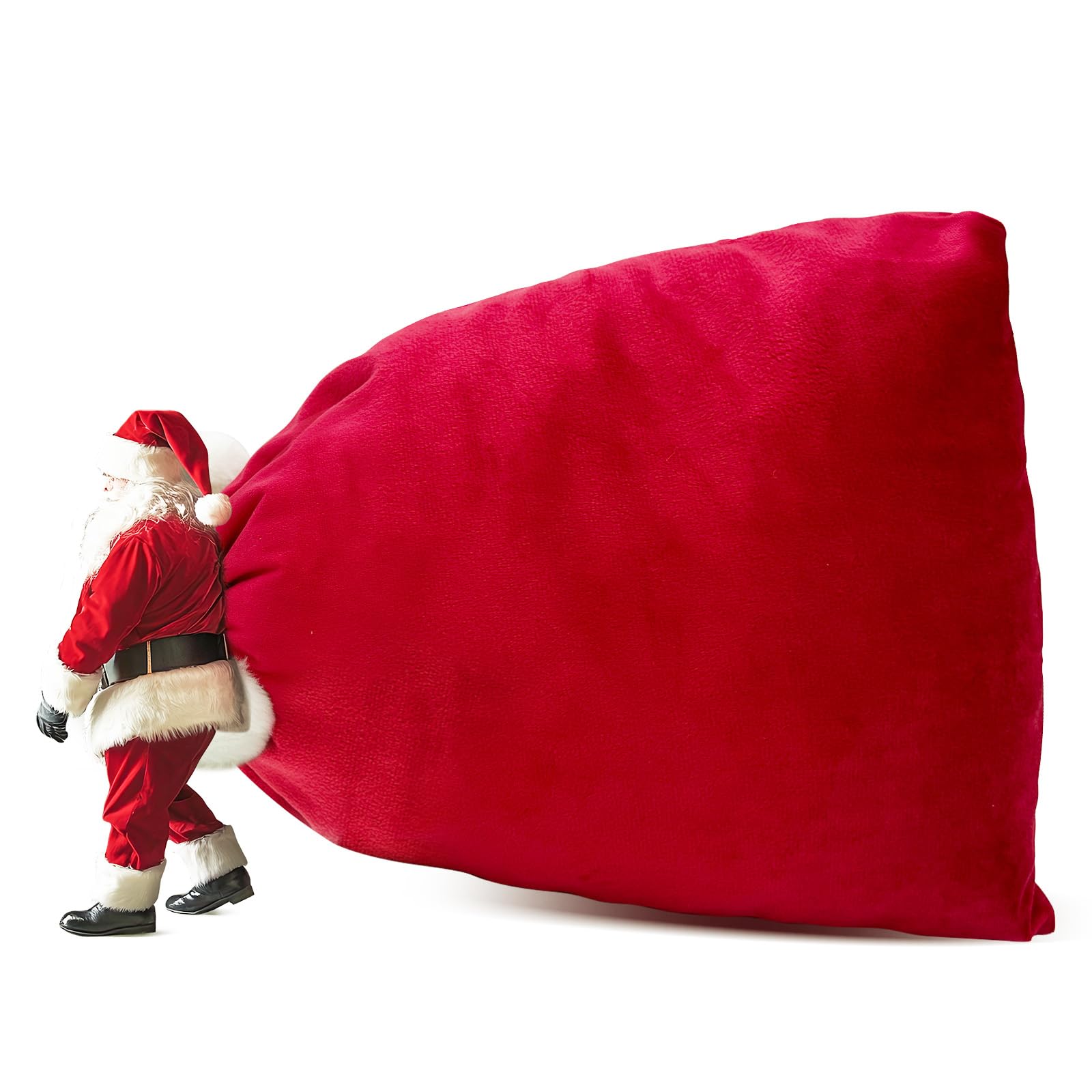 Jemgmonn Saco gigante de terciopelo de 70 x 58 pulgadas, bolsas de regalo de Navidad con cordón, reutilizable, envoltura de regalo de Navidad para bicicleta de regalo grande (rojo)