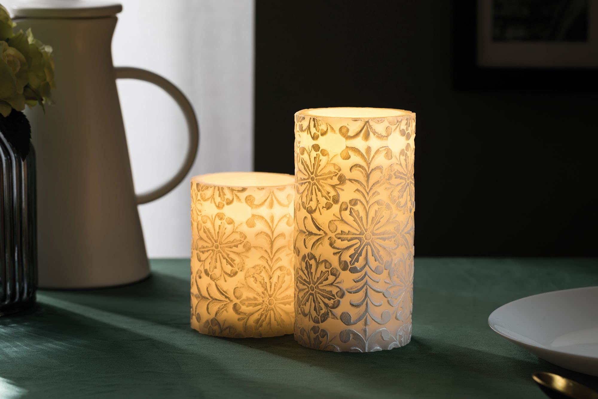 Pauleen 48009 Little Lilac Candle zestaw 2 świec LED z prawdziwego wosku, ciepła biel, migoczący płomień; liliowo-biała