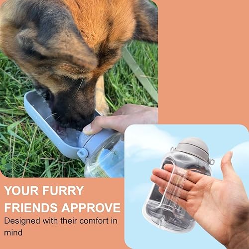 Miniatura 4 de Botella de agua portátil para perros con cuenco plegable, dispensador de agua ligero para mascotas, a prueba de fugas, diseño plegable para perros