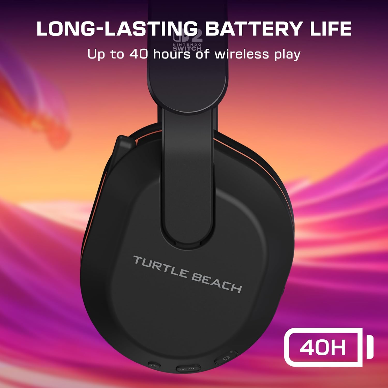 Turtle Beach Stealth 500 Wireless Gaming Headset Nintendo Switch 2, Black | Licensed for Switch 2, Bluetooth, 40mm Drivers, 40-Hr Battery, Flip-to-Mute Mic, Memory Foam, Lightweight, Charcoal Black