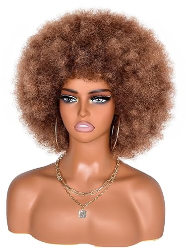 Miniatura 4 de MURAME Pelucas afro para mujeres negras, peluca afro corta y rizada de los años 70, pelucas para mujeres, pelucas sintéticas de aspecto natural para