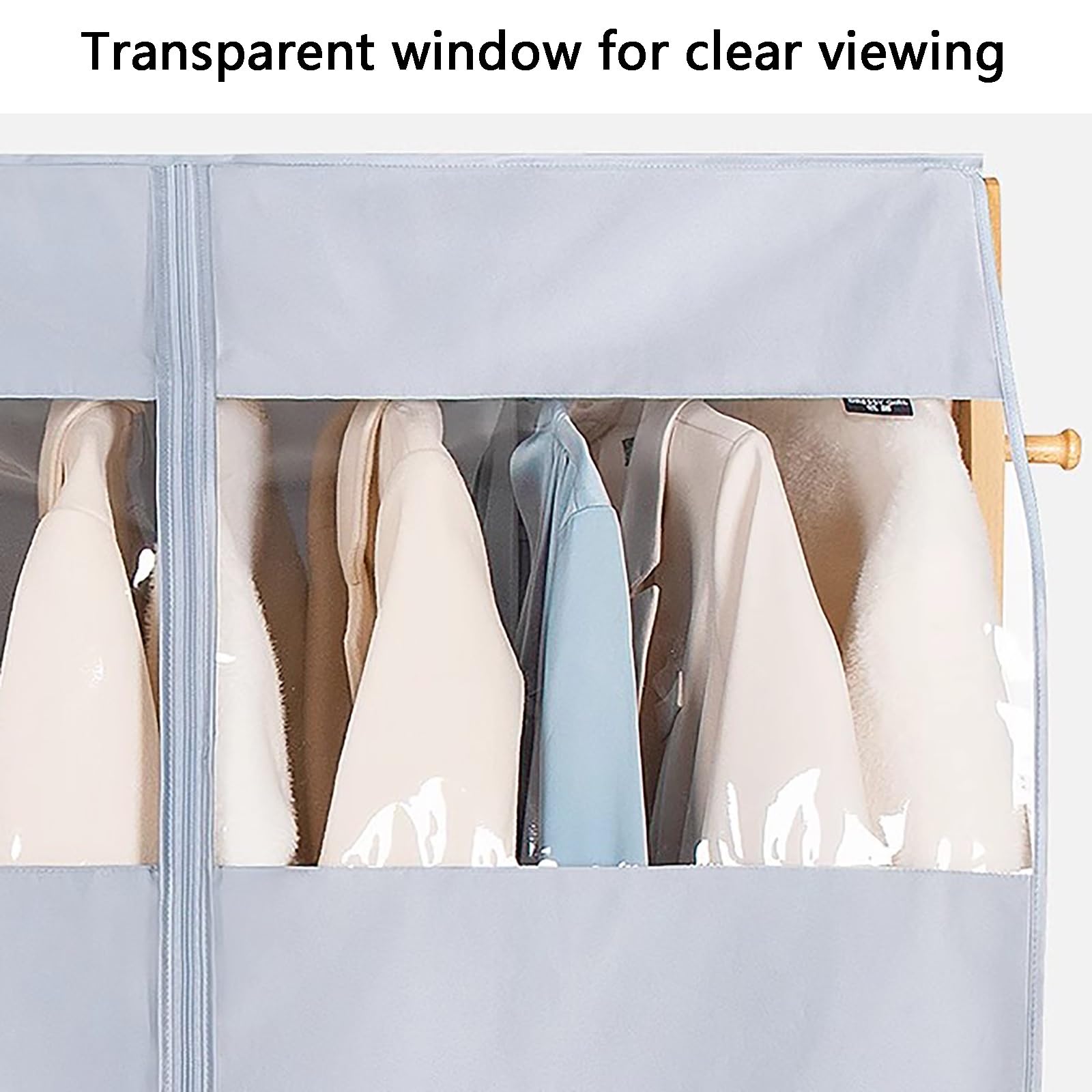 Funda para Perchas, Funda for Percha con Ventana Transparente, Bolsillo Colgante for Almacenamiento, for Traje de Gran Apertura(White,180 * 113cm/71 * 44in)