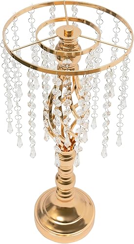 Miniatura 3 de Mesa de boda, centro de mesa de cristal, soporte de flores de cristal, 6 piezas de flores doradas, jarrones de 19.3 pulgadas de alto, centros de