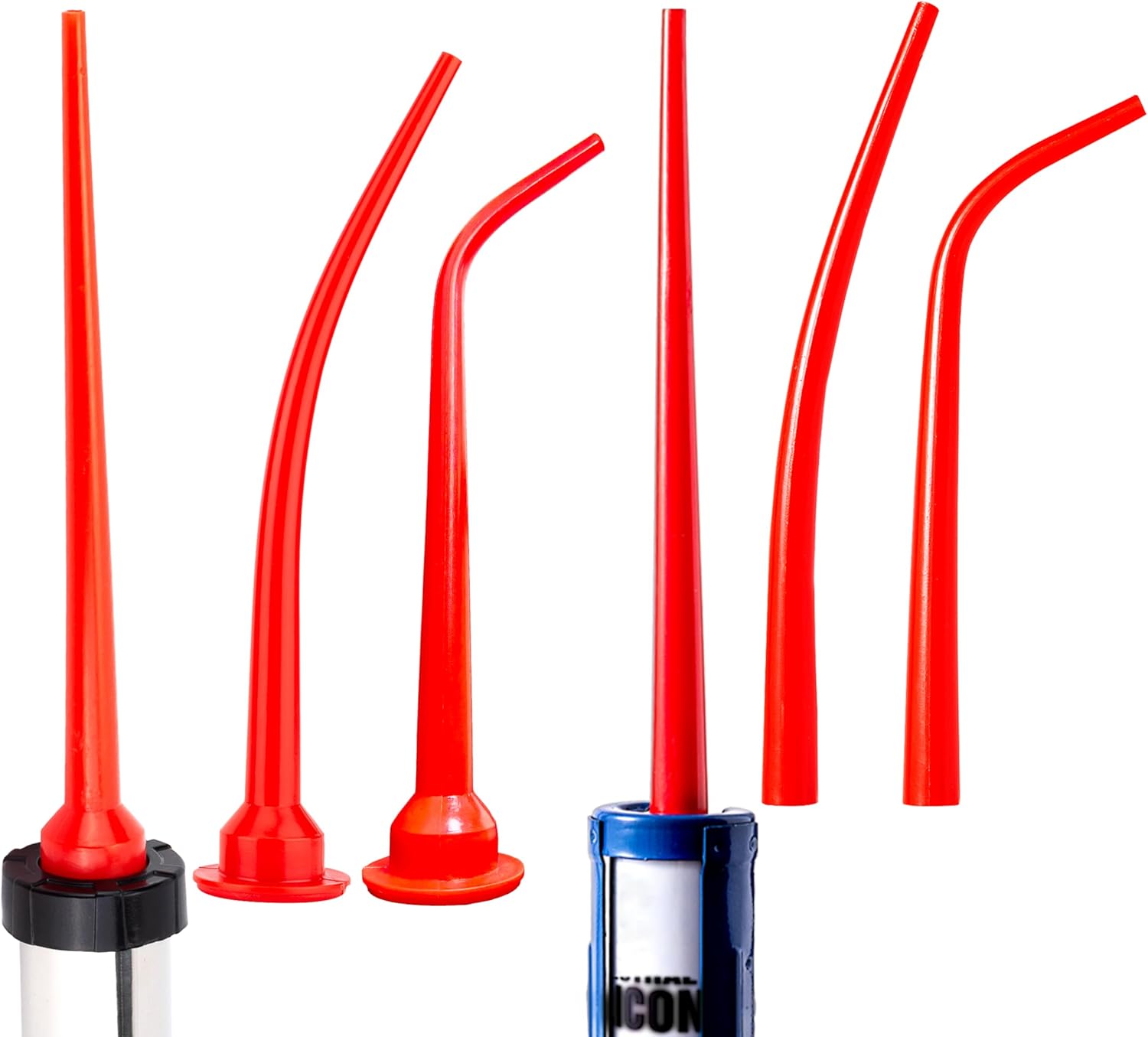 Caulking extension nozzle Caulking Nozzle for Caulking Gun Long Sausage Nozzle Reusable Caulk Nozzle Applicator, 3x extension, red