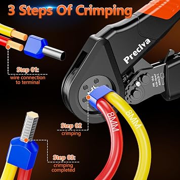 Preciva Ferrule Crimping Tool Kit - AWG 28-5 (0.08-16mm2) Hexagonal Ferrule Crimper with 950Pcs Single and 350Pcs Twin Ferrules Connectors, Self-Adjustable Ratchet Ferrule Terminals Crimping Tool