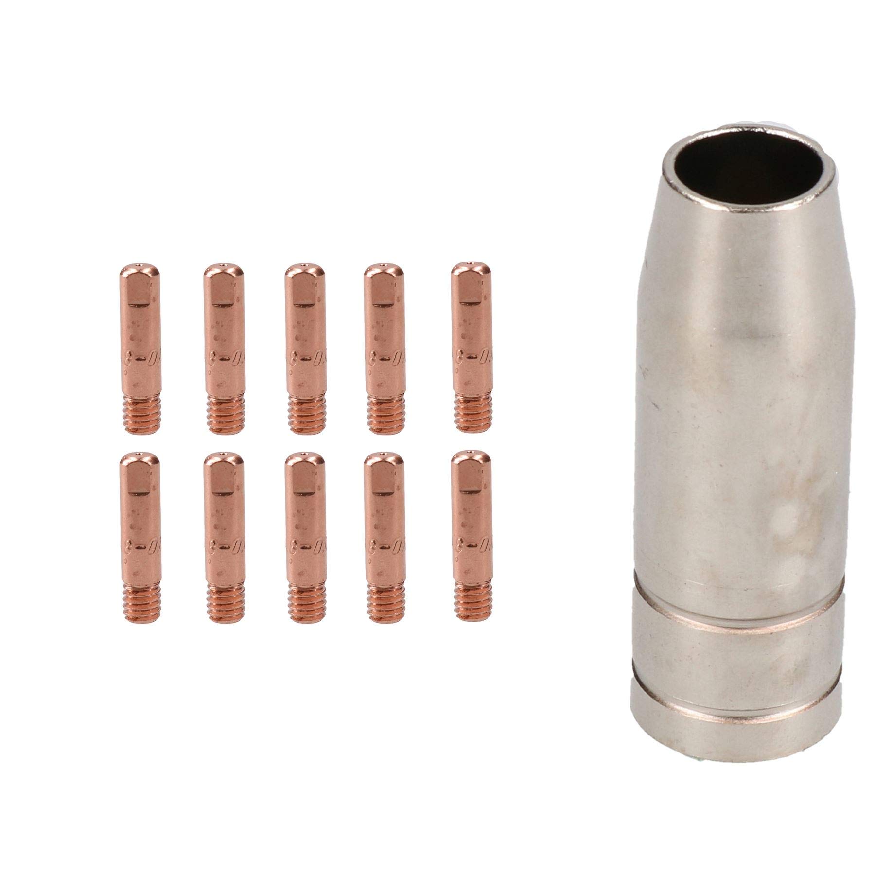 Ab Tools 1 Shroud & 10 X 0.8Mm Round Contact Tips Mig Welding Binzel Style Mb15 Torch