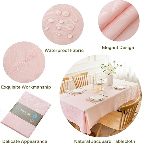 Miniatura 138 de Mantel Redondo Dorado Mantel de Mesa con Patrón de Hojas Borde Festoneado Sedoso Suave Impermeable Lavable 50 Pulgadas Cubierta de Mesa de Tela