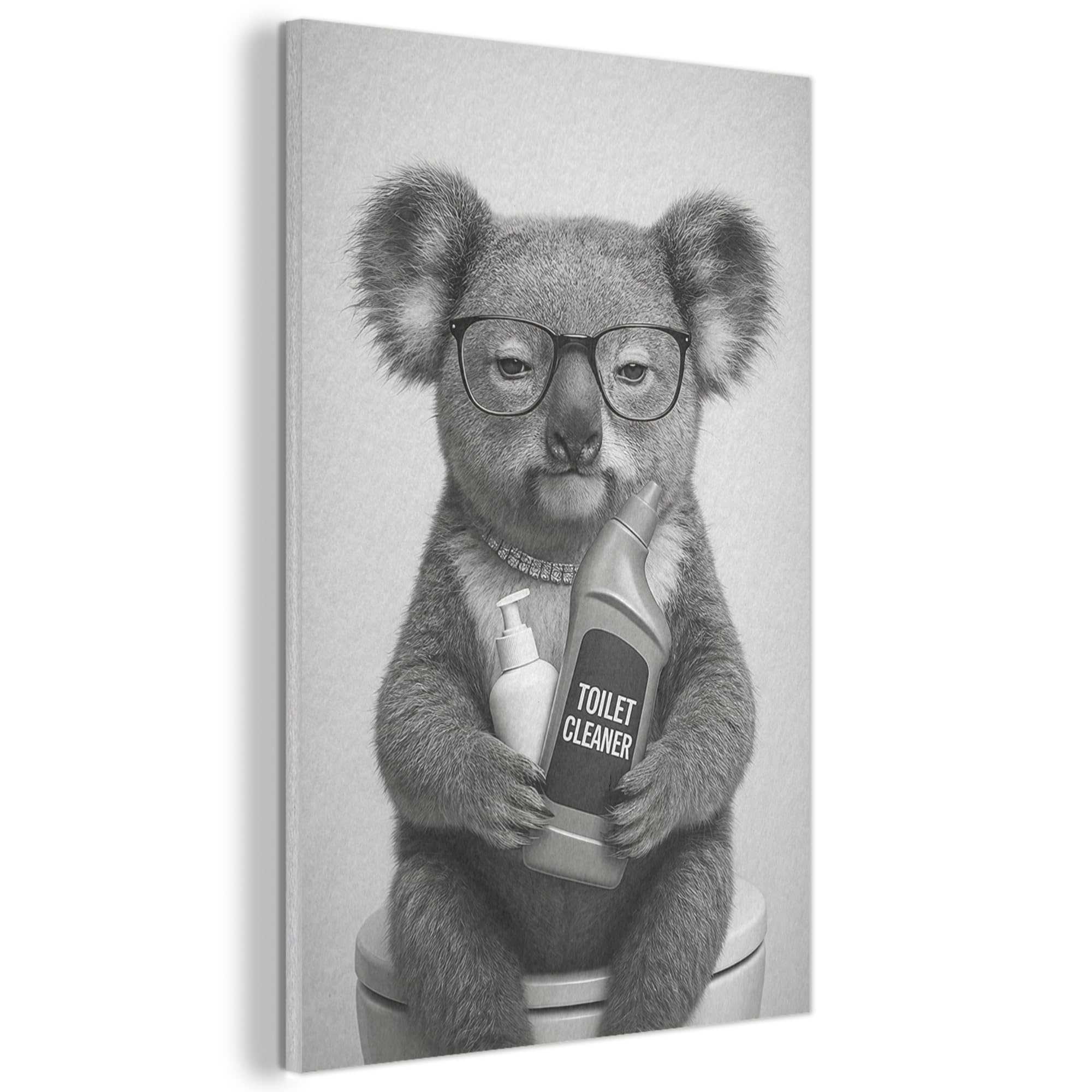 MuchoWow© Felt Panel 40x60 cm Framed Design Print Accent Interior Wallart Decoration Wall Art Koala - Glasses - Toilet