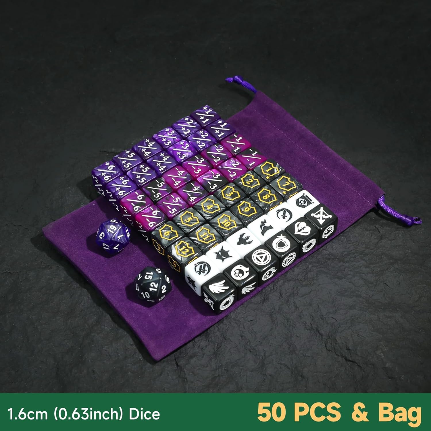 50 Pieces Abilities Keywords Counter Dice Set, MTG Dice +1/+1 Life Counter Creature Stats Buff Tokens, Compatible with MTG, TCG, Magic Card Games Accessories