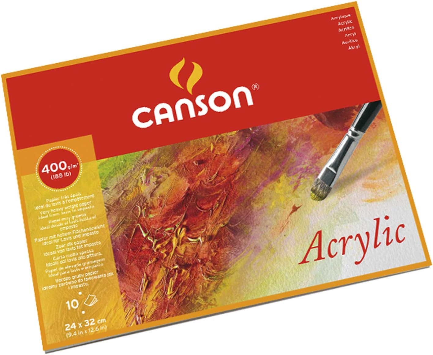 CansonAcrylic 400gsm paper block including 10 sheets, size:24x32cm, fine grain texture