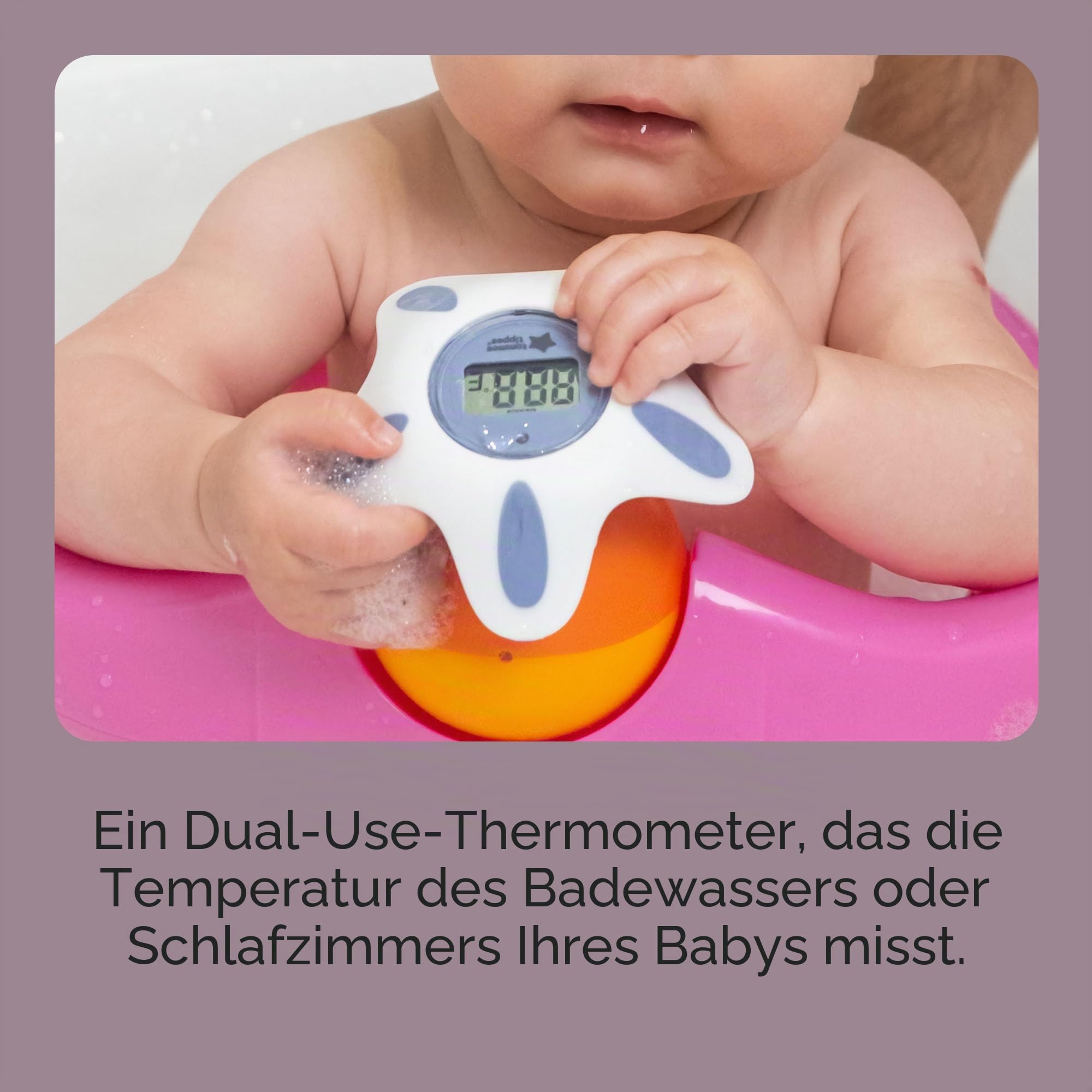 Tommee Tippee Closer to Nature Bad- und Raumthermometer, weiß und grün, LED Warnlicht, LCD Bildschirm