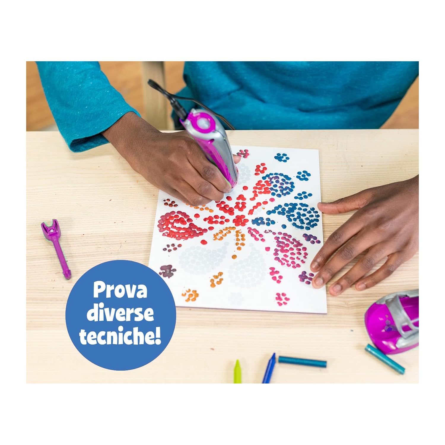 CRAYOLA - Super Pen Einhorn Neon, Spiel zum Schmelzen von Wachsmalstiften und Erstellen von Relief-Designs, kreative Aktivität und Geschenk für Kinder, Alter 8 +, 25-0510