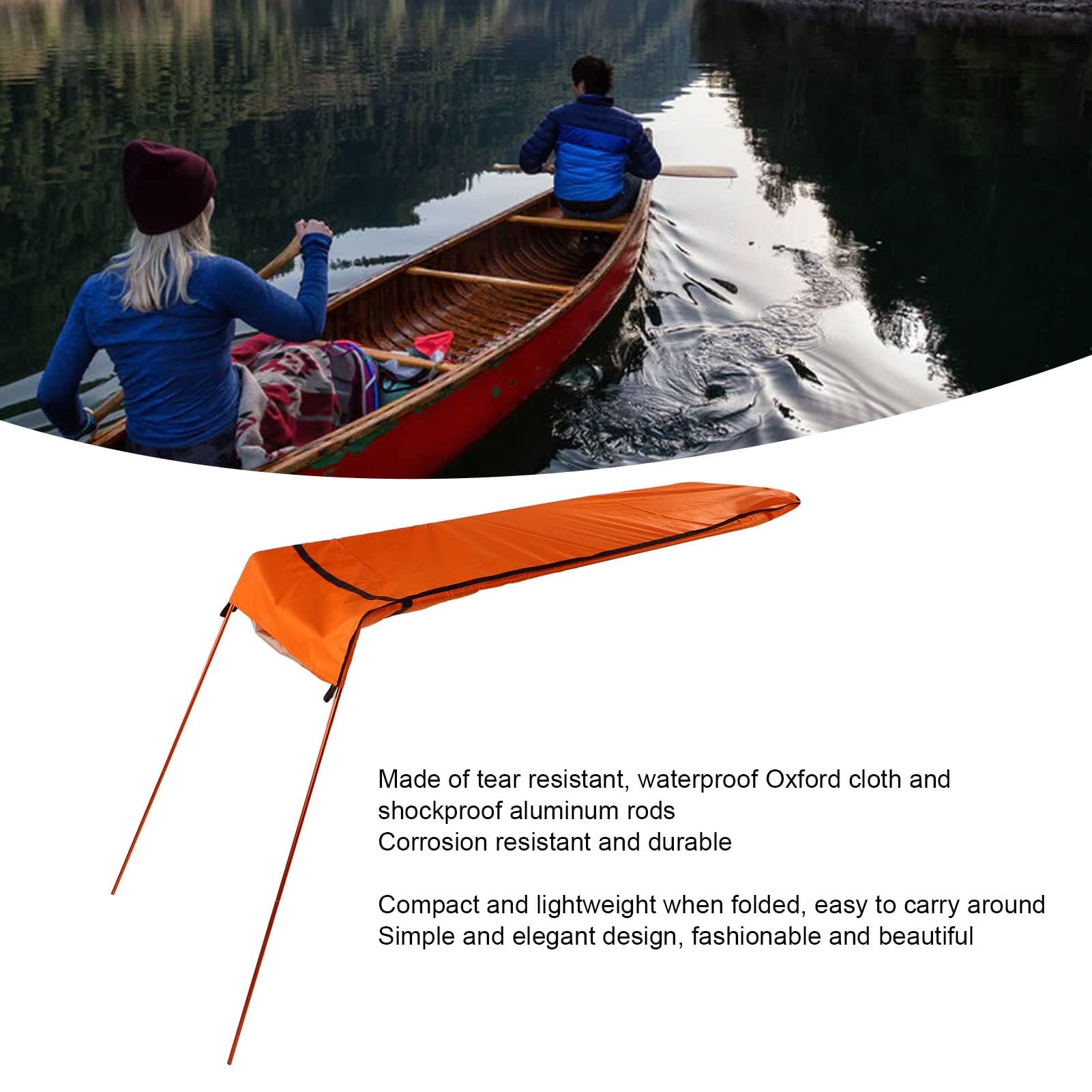 Alomejor Kayak Sun Shade Canopy Impermeable Oxford Fabric Parasol Plegable Toldo para Canoa de Barco