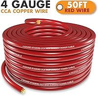 Vista 5 de Jeemiter Cable CCA rojo calibre 4 (carrete único de 50 pies), cable de alimentación primaria/tierra largo para audio personalizado de automóvil e