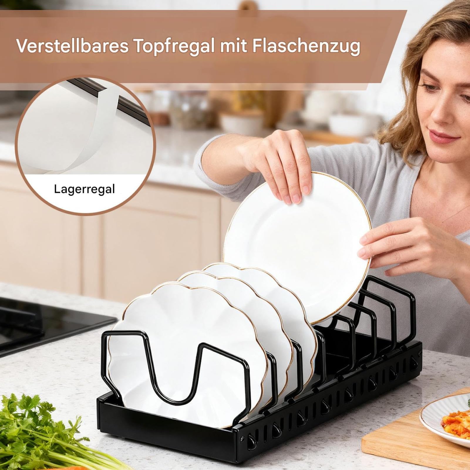 Organizer per coperchio – Mensola da cucina in acciaio al carbonio da 16