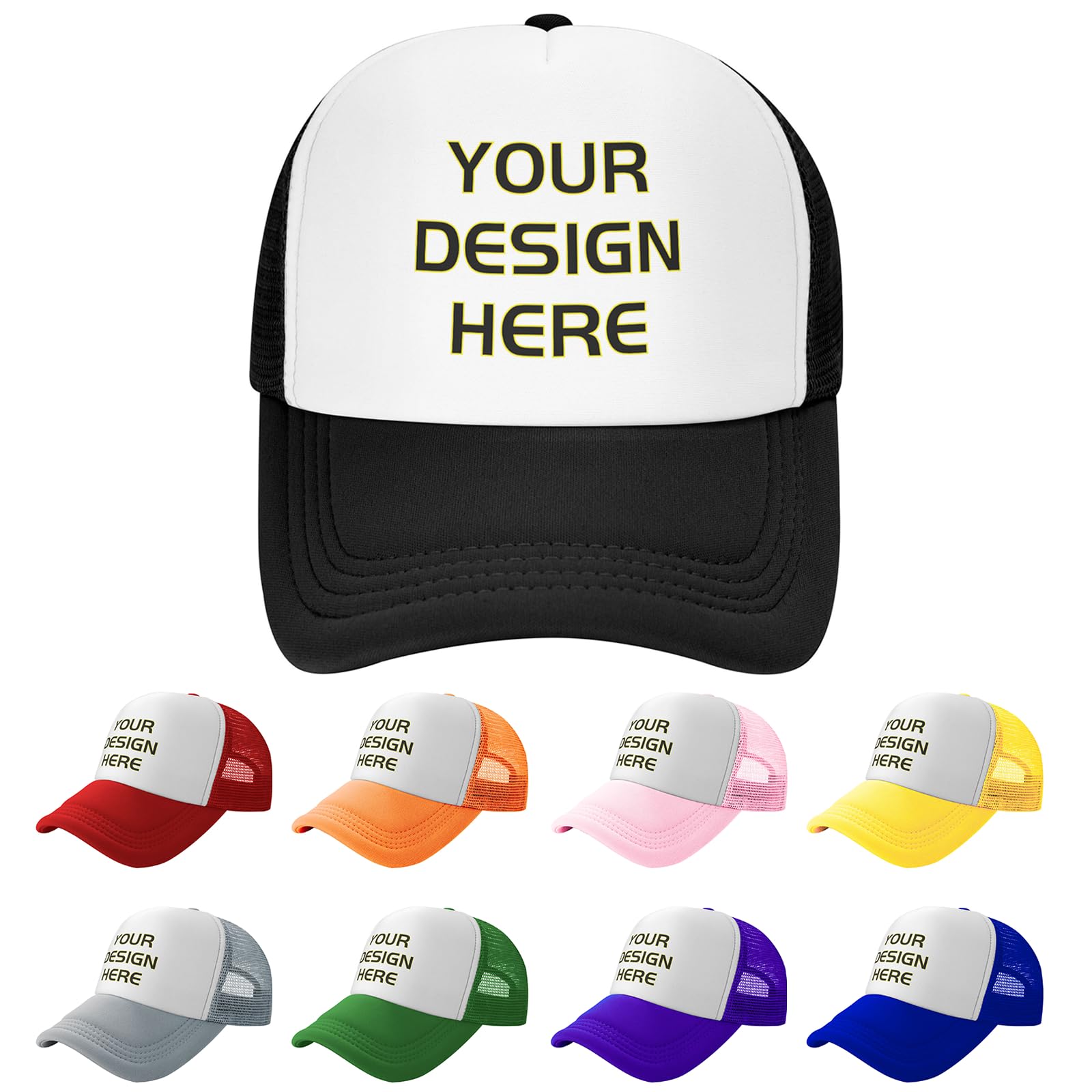 Gqwjksz Unisex As Pic 02 Custom Hats For Men Personalised Trucker Hats Baseball Cap Breathable Mesh Hat Add Design Your Own Picture/Text/Logo