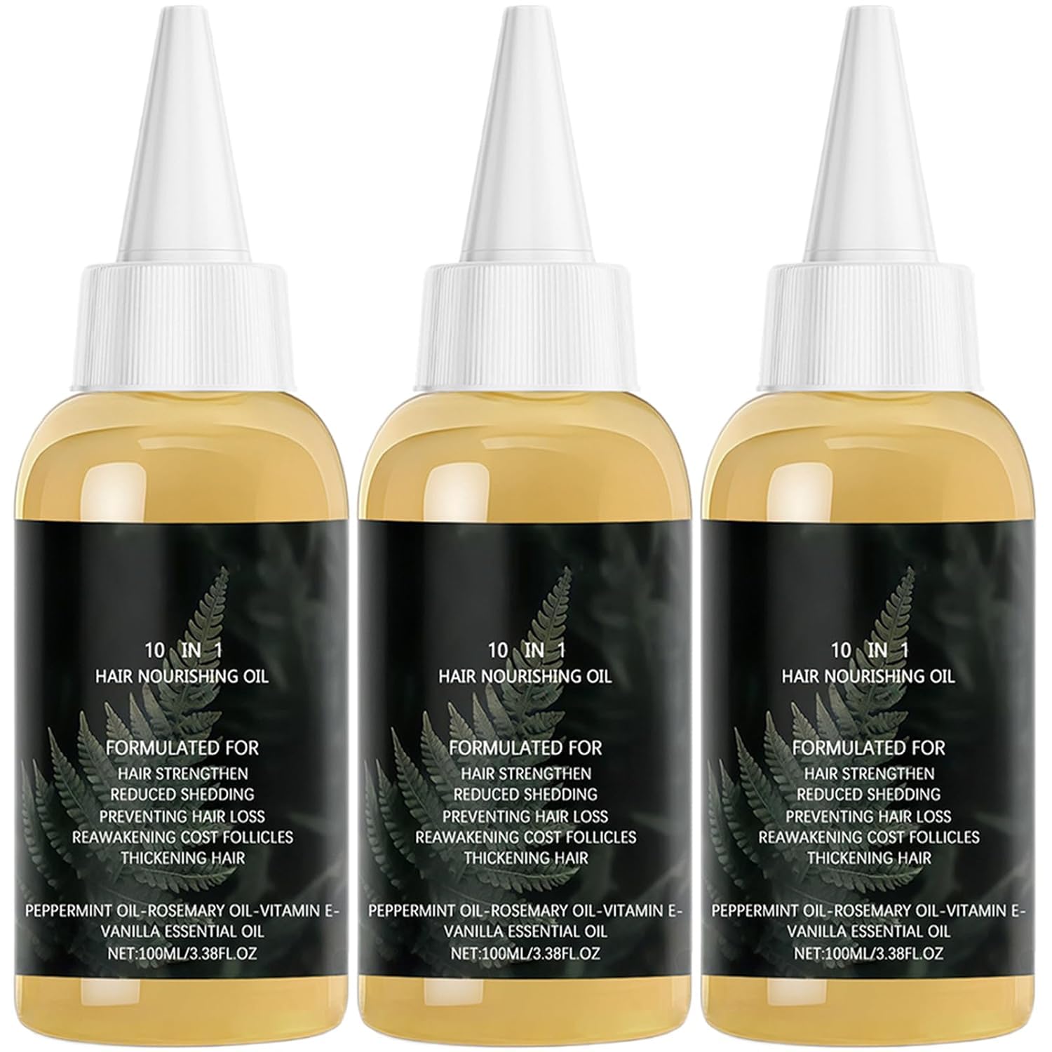 Olejek do włosów Hair Growth Co 10 w 1, mieszanka Hair Growth Co 10 w 1 z organicznym rozmarynem, szybszy wzrost włosów, mocniejsze i dłuższe włosy dla kobiet i mężczyzn,3PCS