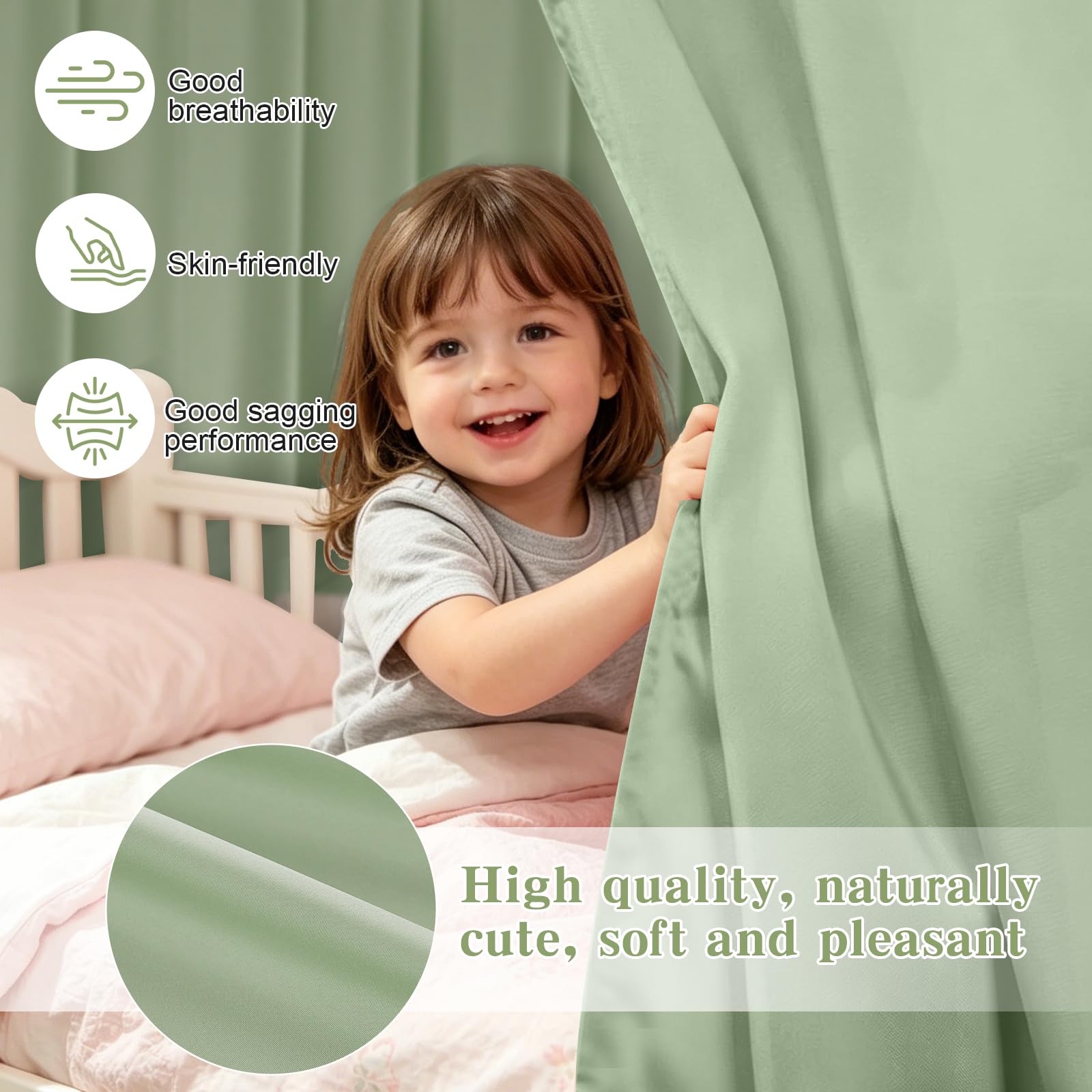 Bocguy Tende per letto a soppalco, 2 pezzi mussola, 350x135 cm, per lettini a casetta bambini