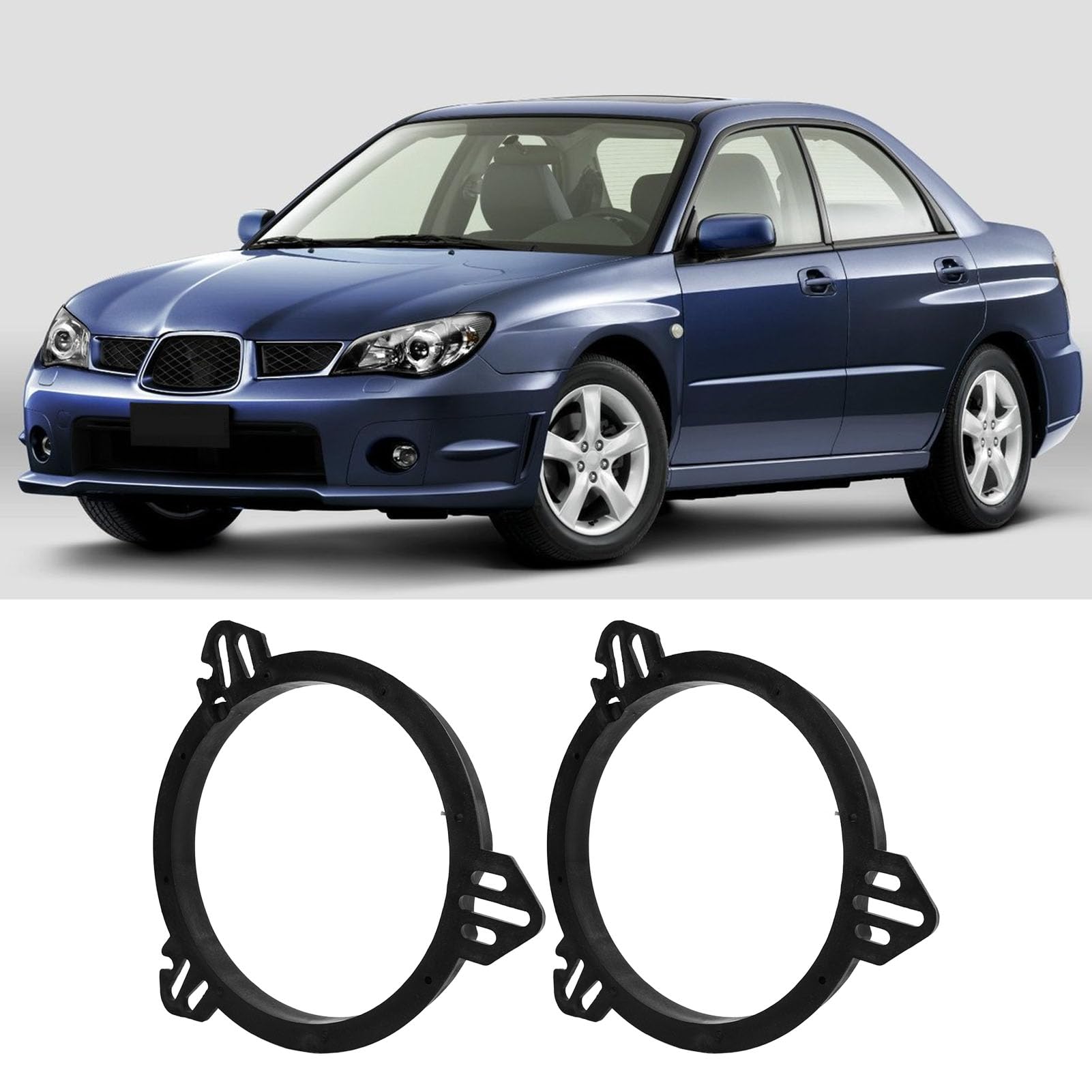 Zestaw 2 adapterów dystansowych do głośników w drzwiach samochodowych, 6,5" czarny do głośnika w drzwiach, wymienne pierścienie dystansowe do Subaru Impreza Forester