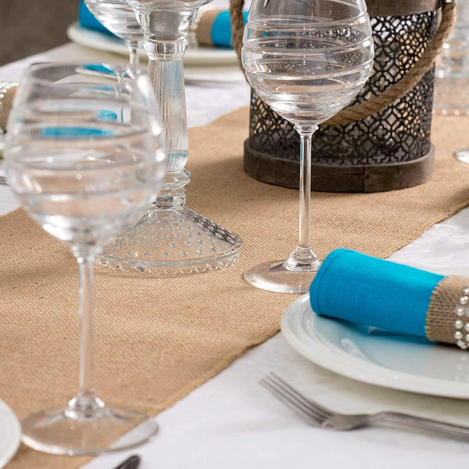 10 Pack Natural Burlap Table Runners (12 x 108 Inch) | Rustic Jute Table Runners for Wedding, Farmhouse, Thanksgiving, Coffee Table Decor Cover, Fall Décor & Parties