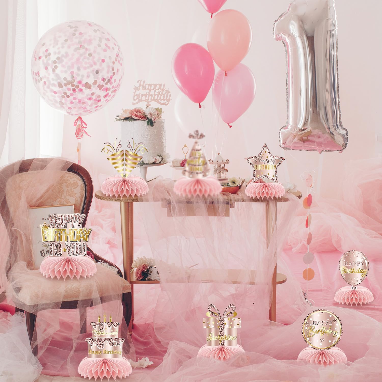 Decorazioni da tavola per 18° Compleanno, per Ragazzi e Ragazze, centrotavola a Nido d'Ape, per Tavolo con Decorazione per Torte, 18° Compleanno, per Lui per 18° Compleanno Decorazioni per Feste