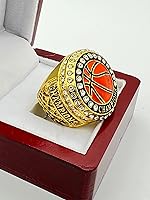 Vista 2 de Anillos deportivos de descuento, ANILLO DE CAMPEONATO DE BALONATO DE BASKETBALL REDONDO ORO, PINTADO BALL, Anillos de jugador 19-8, Zinc, Cuarcita