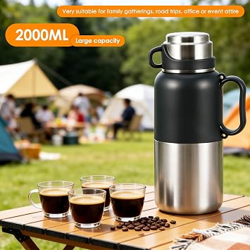 Flask for Hot Cold Drinks, 2L Large Flask Stainless Steel Hot Water Flask