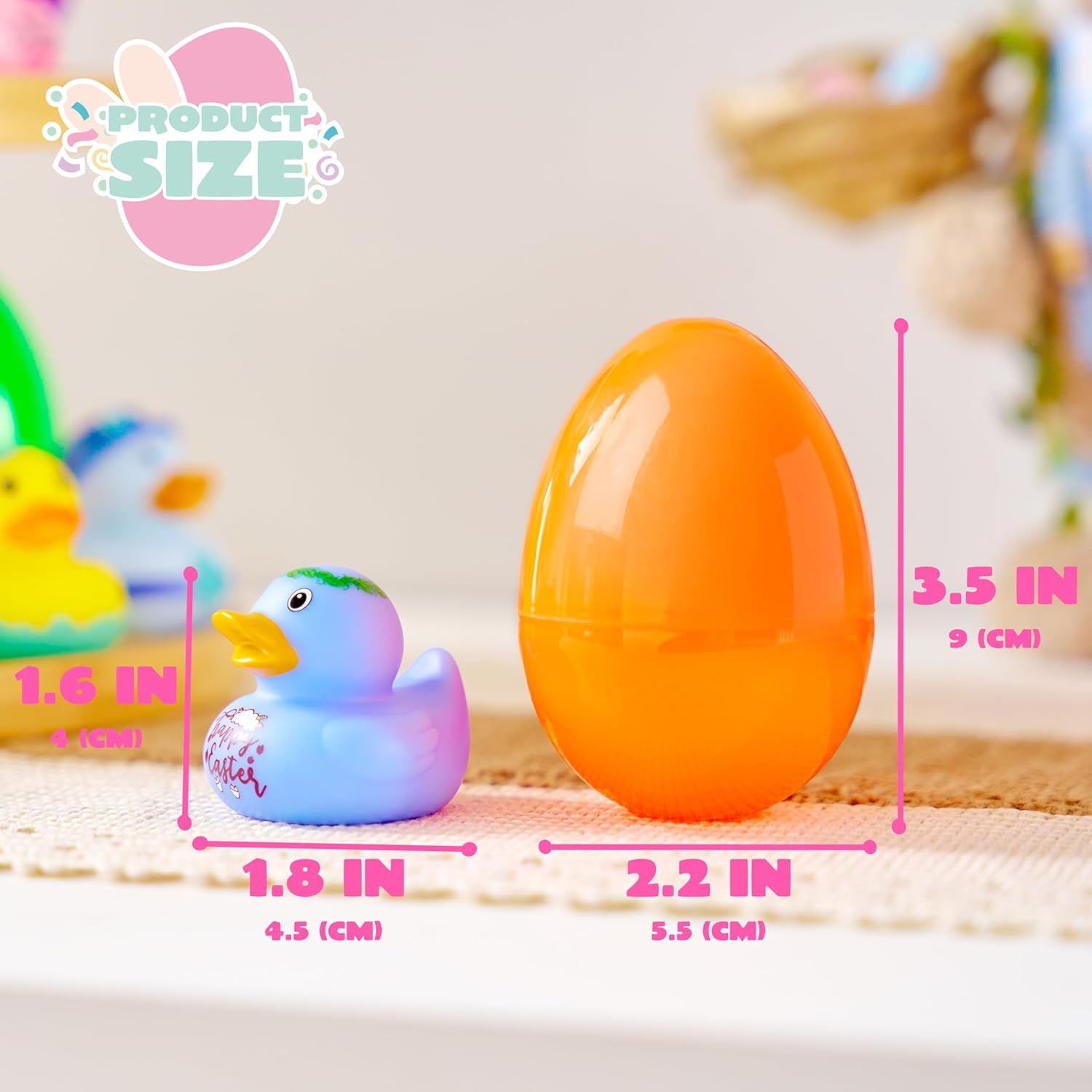 Joyin 12pcs Prefilled Easter Eggs with Rubber Ducks, Easter Bath Duckies Basket Stuffers for Toddlers & Babies, Bathtub Toys Easter Egg Hunt, Classroom Prizes for Kids