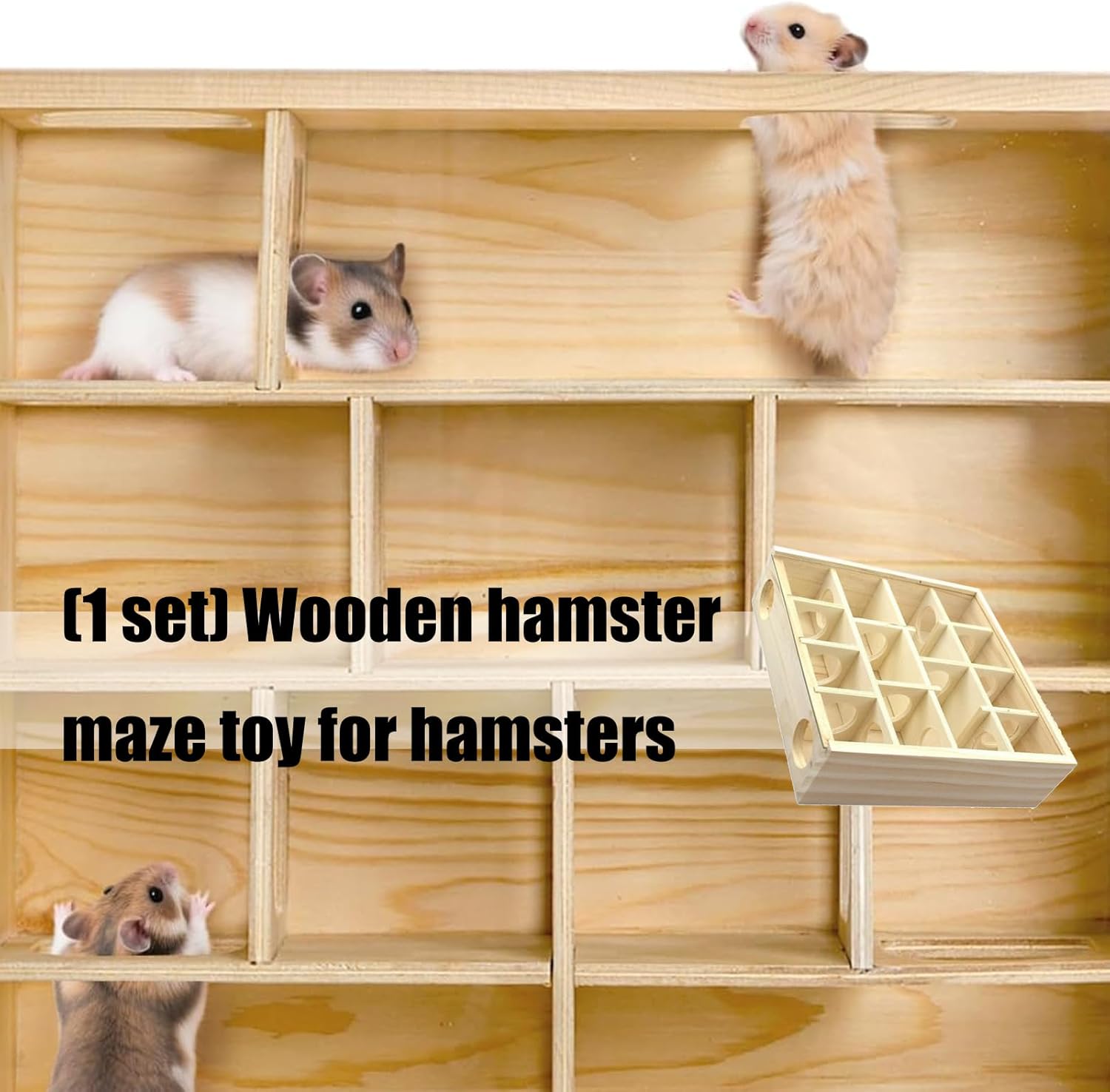 Durability Chews Wooden Rodents Mazes Habitats Removable Top for Easy Gerbil Exploration Activity Toy Hamster Hideouts with Removable Cover
