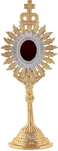 Mini Relicario en Latón Dorado h 7.1 in con Corona Real y Rayos