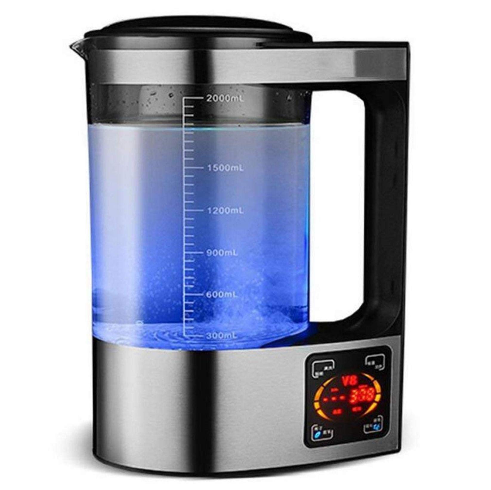 KUANDARM 2L Large Capacity Hydrogen-Rich Water Bottle with LED Display Panel Micro-Electrolysis Alka