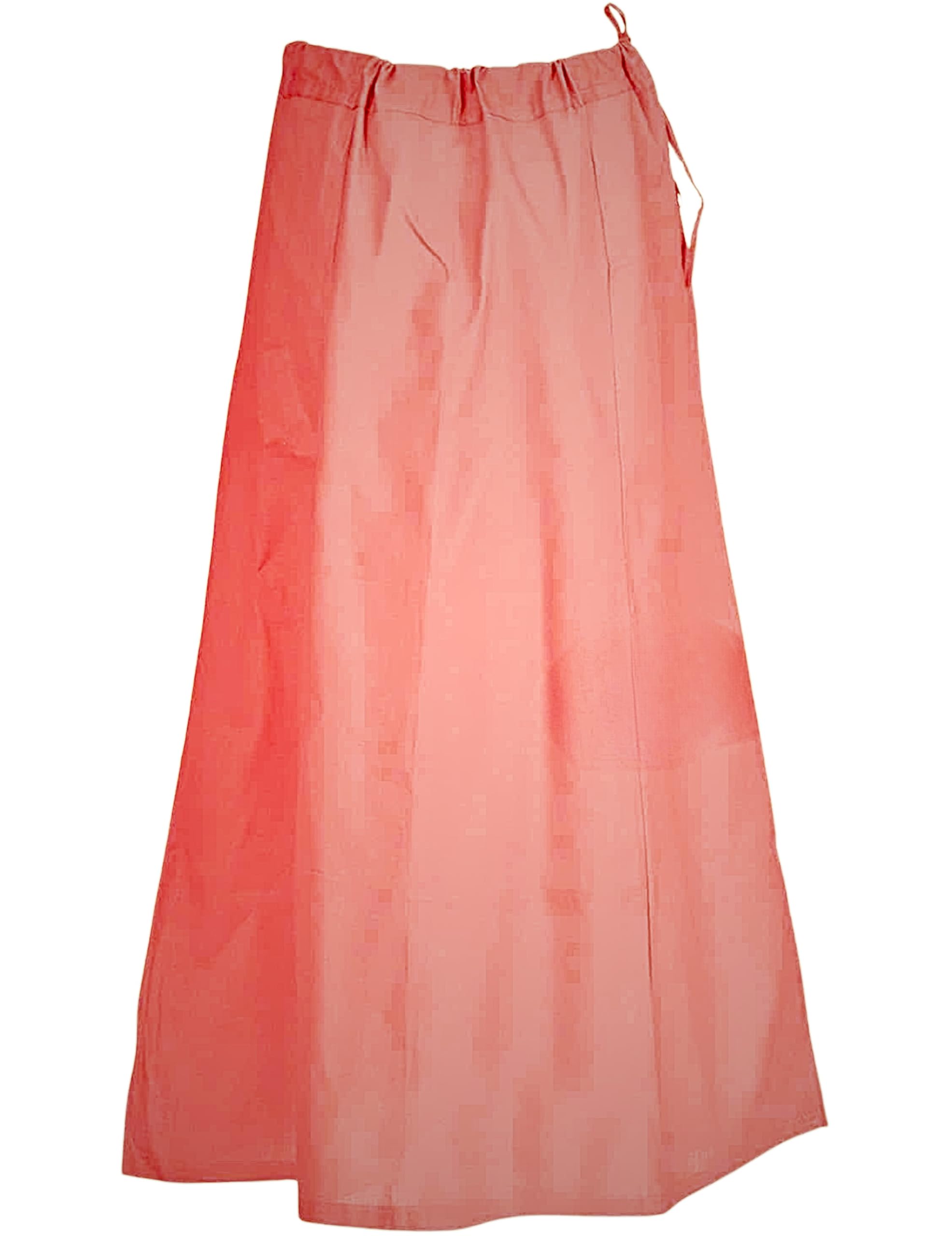 Third Eye Export Sari Petticoat Cotton Stitched Adjustable Waist Saree Underskirt Lining Coral Almond Skirt (US, Alpha, One Size, Regular, Regular, Coral Almond)