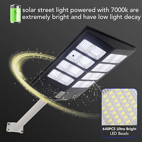 Miniatura 8 de Farolas solares de 1300 W, luces solares para exteriores, 7000 K, luz solar para exteriores, impermeable, IP67 con sensor de movimiento y control