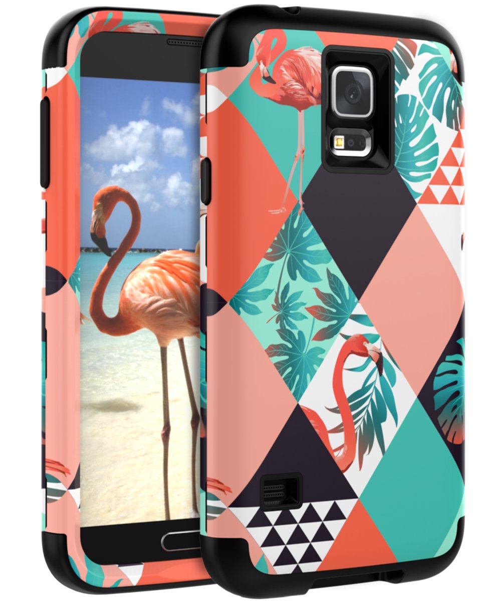 XIQI Galaxy S5 Case Three Layer Heavy Duty Shockproof Cute Girls Woman Anti-Scratch Protective Case